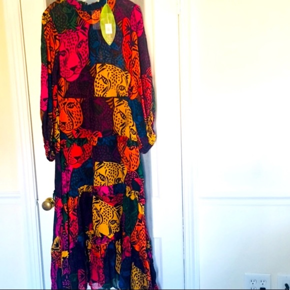 Farm Rio Women's Orange Midnight Leopards Maxi Dress - Picture 6 of 11